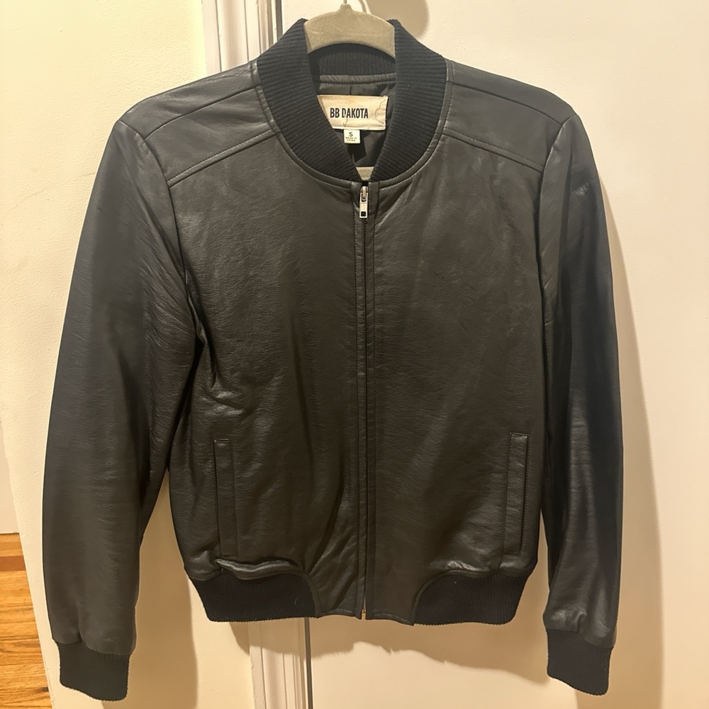 BB Dakota Charcoal Leather Bomber Jacket
